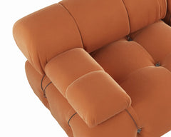 Exclusive Minimalist Modular Couches | 1-Piece Velvet Orange Fancy Button Style Ottoman