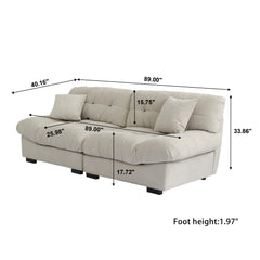 Exclusive Origin Modular Couches | 2-Piece Velvet Beige Split Combine Seating Loveseats 2-seaters