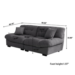 Exclusive Origin Modular Couches | 2-Piece Velvet Grey Versatile Seating Loveseats 2-seaters
