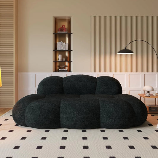 Signature Cloud Boneless Couches | 1-Piece Chenille Black Single Sofa 3-Seaters