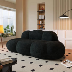 Signature Cloud Boneless Couches | 1-Piece Chenille Black Single Sofa 3-Seaters
