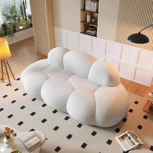 Signature Cloud Boneless Couches | 1-Piece Chenille White Single Sofa 3-Seaters