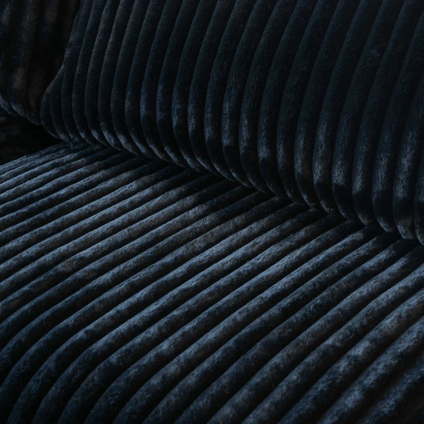 Fluffy Couch Plush Comfy Sectional 4-Seater Sofa with Sofa Cover - Black