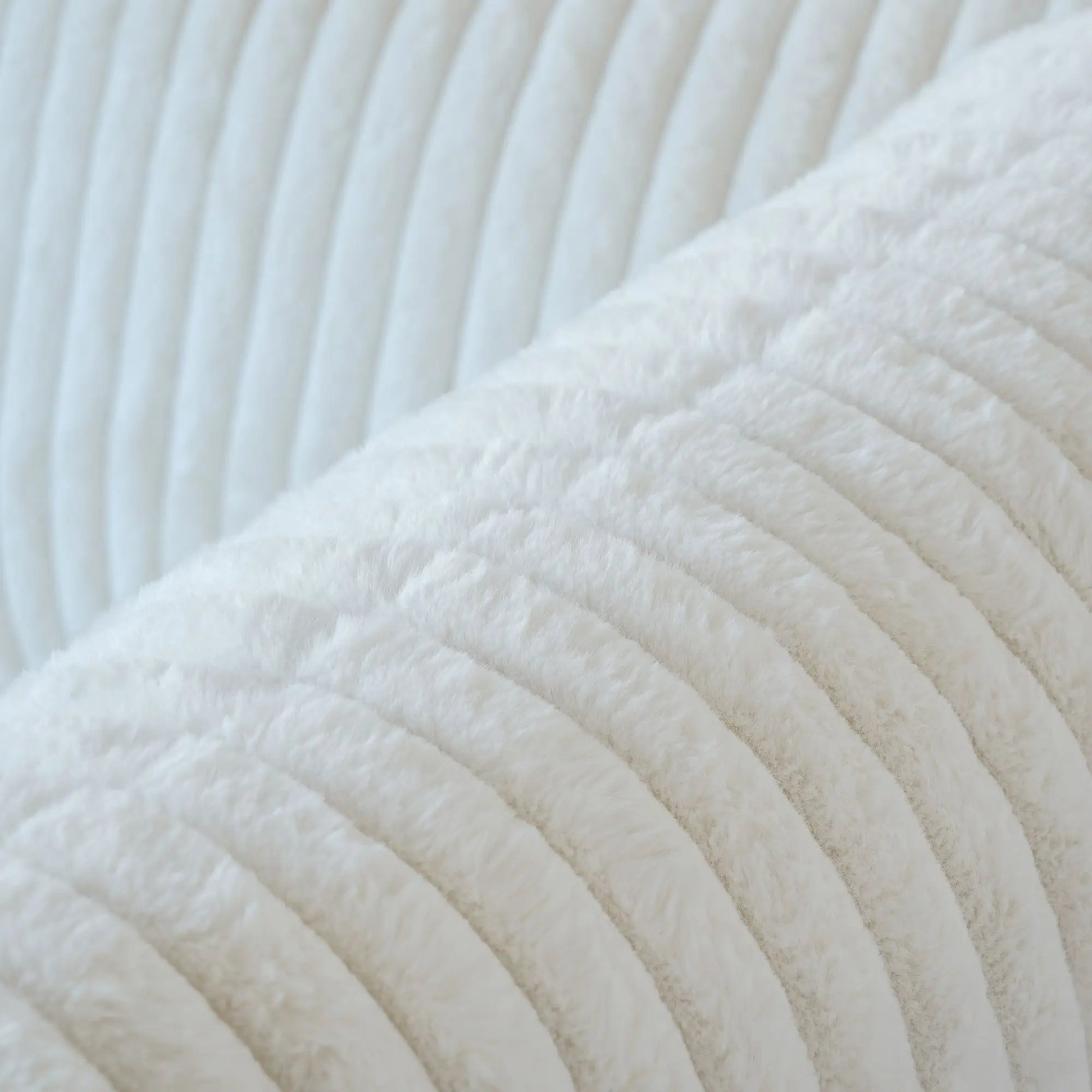 Fluffy Couch Plush Comfy Sectional 4-Seater Sofa with Sofa Cover 3D-Knitted Fabric - Beige