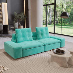 Premium Adjustable Cloud Sectional Couches | 2-Piece Velvet Tiffany Blue Multi-Layer Cushioning Loveseats 2-seaters