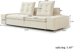 Premium Adjustable Cloud Sectional Couches | 2-Piece Velvet Beige Smooth Modern Style Loveseats 2-seaters