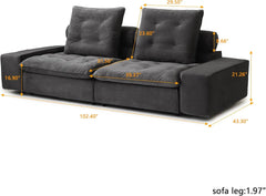 Premium Adjustable Cloud Sectional Couches | 2-Piece Velvet Grey Pet-Friendly Fabric Loveseats 2-seaters