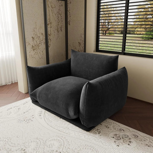 Exclusive Modern Sectional Couches | 1-Piece Chenille Black Strong Wood Legs Single Sofa 1-seater