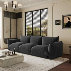 Exclusive Modern Sectional Couches | 3-Piece Chenille Black Retro-Modern Fusion Couch Sectionals 3-seaters