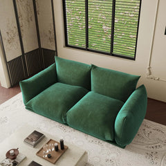 Exclusive Modern Sectional Couches | 2-Piece Chenille Green Very Soft Fabric Loveseats 2-seaters
