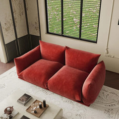 Exclusive Modern Sectional Couches | 2-Piece Chenille Orange Strong Wood Legs Loveseats 2-seaters