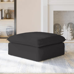 Premium Linen Cloud Sectional Couches | 1-Piece Linen Black Rich Elegance Ottoman