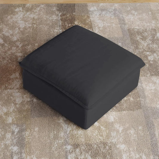 Premium Linen Cloud Sectional Couches | 1-Piece Linen Black Rich Elegance Ottoman