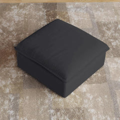 Premium Linen Cloud Sectional Couches | 1-Piece Linen Black Rich Elegance Ottoman