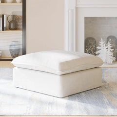 Premium Linen Cloud Sectional Couches | 1-Piece Linen White A Clean Simple Look Ottoman