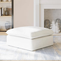 Premium Linen Cloud Sectional Couches | 4-Piece Linen White Rich Fancy Velvet L-Shaped Sectionals 3-seaters with 1-Ottomans