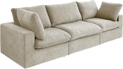 Premium Luxe Cloud Sectional Couches | 3-Piece Linen Khaki Cloud-Like Comfort Couch Sectionals 3-seaters