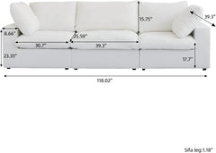 Premium Luxe Cloud Sectional Couches | 3-Piece Linen White Cloud-Like Comfort Couch Sectionals 3-seaters