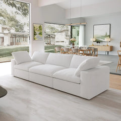 Premium Luxe Cloud Sectional Couches | 3-Piece Linen White Cloud-Like Comfort Couch Sectionals 3-seaters