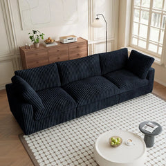 Premium Classic Cloud Sectional Couches | 3-Piece Plush Fabric Black Modular Design Couch Sectionals 3-seaters