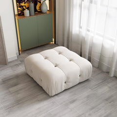 Exclusive Minimalist Modular Couches | 1-Piece Velvet Beige Soft Springy Support Ottoman