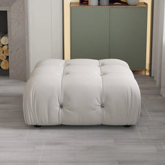 Exclusive Minimalist Modular Couches | 1-Piece Velvet Beige Soft Springy Support Ottoman