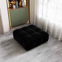 Exclusive Minimalist Modular Couches | 1-Piece Velvet Black Artful Modern Lounging Ottoman
