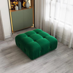 Exclusive Minimalist Modular Couches | 1-Piece Velvet Green Mix And Match Ottoman