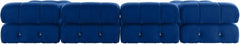 Exclusive Minimalist Modular Couches | 6-Piece Velvet Blue Modular Design U-Shaped Sectionals 4-seaters with 2-Ottomans