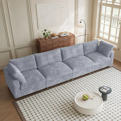 Premium Classic Cloud Sectional Couches | 4-Piece Plush Fabric Light Grey Modular Design Couch Sectionals 4-seaters