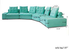 Premium Adjustable Cloud Sectional Couches | 4-Piece Velvet Tiffany Blue Modular Design Couch Sectionals 6-seaters