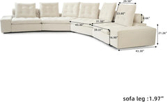 Premium Adjustable Cloud Sectional Couches | 4-Piece Velvet Beige Modular Design Couch Sectionals 6-seaters