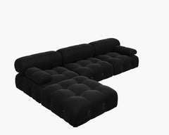 Exclusive Minimalist Modular Couches | 4-Piece Velvet Black Old Style New Style L-Shaped Sectionals 3-seaters with 1-Ottomans