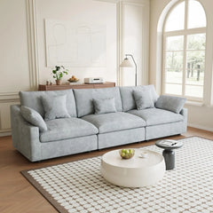 Premium Slope Cloud Sectional Couches | 3-Piece Linen Light Grey Modular Design Couch Sectionals 3-seaters