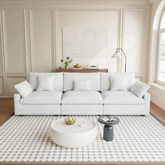 Premium Slope Cloud Sectional Couches | 3-Piece Linen White Covers Off Wash On Couch Sectionals 3-seaters