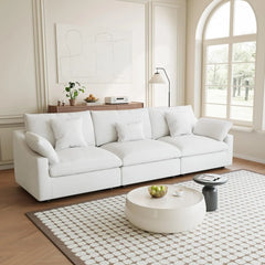 Premium Slope Cloud Sectional Couches | 3-Piece Linen White Covers Off Wash On Couch Sectionals 3-seaters