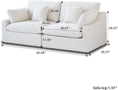 Premium Slope Cloud Sectional Couches | 2-Piece Linen White Cool Breathable Linen Loveseats 2-seaters