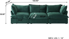 Premium Velvet Cloud Sectional Couches | 3-Piece Velvet Green Smart Hidden Storage Couch Sectionals 3-seaters