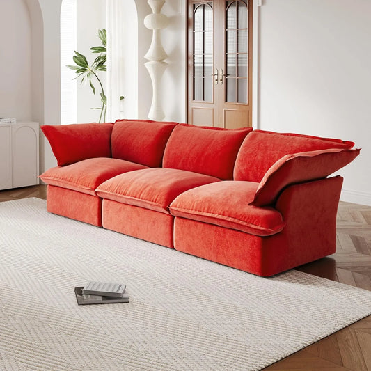 Premium Velvet Cloud Sectional Couches | 3-Piece Velvet Red Store Things Inside Couch Sectionals 3-seaters