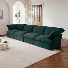 Premium Velvet Cloud Sectional Couches | 4-Piece Velvet Green Rich Fancy Velvet Couch Sectionals 4-seaters
