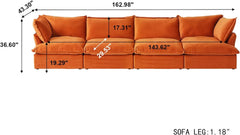 Premium Velvet Cloud Sectional Couches | 4-Piece Velvet Orange Store Things Inside Couch Sectionals 4-seaters