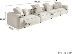 Exclusive Modern Modular Couches | 4-Piece Corduroy Beige A Soft Modern Look Couch Sectionals 6-seaters