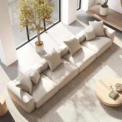 Exclusive Modern Modular Couches | 4-Piece Corduroy Beige A Soft Modern Look Couch Sectionals 6-seaters