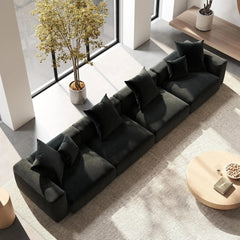 Exclusive Modern Modular Couches | 4-Piece Corduroy Black Safe For Children Couch Sectionals 4-seaters