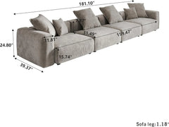 Exclusive Modern Modular Couches | 4-Piece Corduroy Brown Simple Modern Look Couch Sectionals 4-seaters