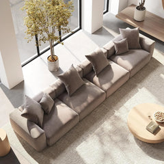 Exclusive Modern Modular Couches | 4-Piece Corduroy Brown Simple Modern Look Couch Sectionals 4-seaters