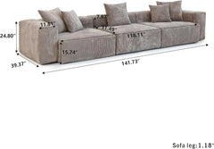 Exclusive Modern Modular Couches | 3-Piece Corduroy Brown Good For Cats Dogs Couch Sectionals 3-seaters