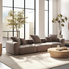 Exclusive Modern Modular Couches | 3-Piece Corduroy Brown Good For Cats Dogs Couch Sectionals 3-seaters