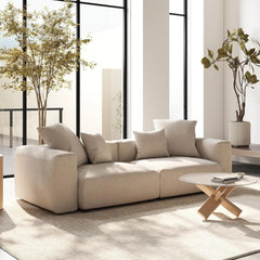 Exclusive Modern Modular Couches | 2-Piece Corduroy Beige A Soft Modern Look Loveseats 2-seaters