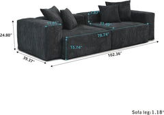 Exclusive Modern Modular Couches | 2-Piece Corduroy Black Legs Are Hidden Loveseats 2-seaters